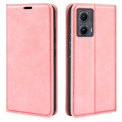 For Motorola Edge 5G 2024 Retro-skin Magnetic Suction Leather Phone Case(Pink) - Motorola Cases by buy2fix | Online Shopping UK | buy2fix