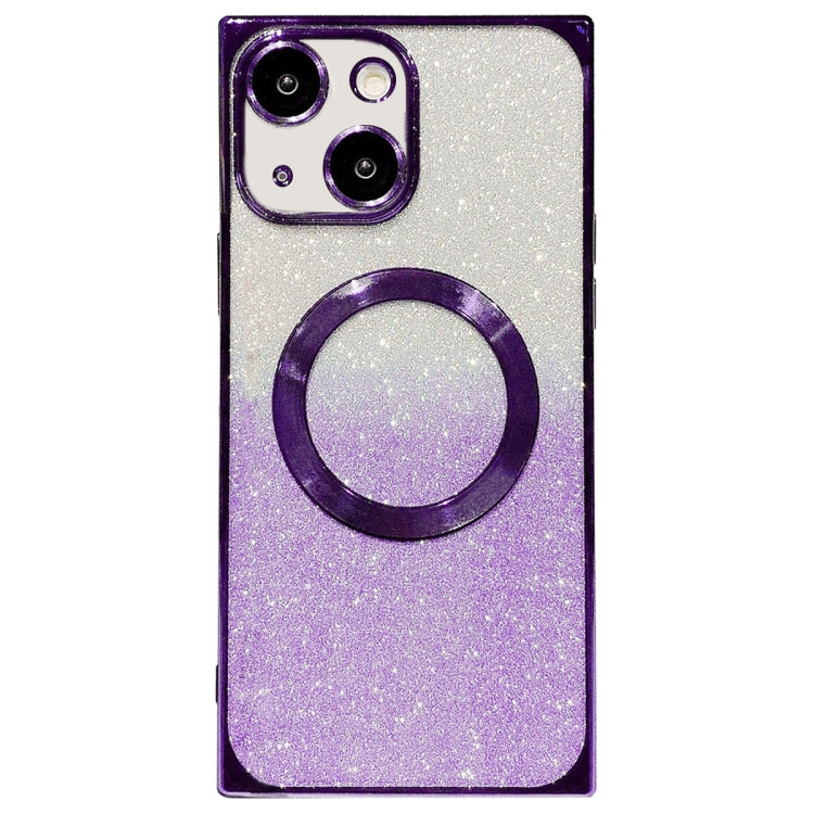 For iPhone 13 Square Gradient Magsafe Electroplating TPU Phone Case(Purple) - iPhone 13 Cases by buy2fix | Online Shopping UK | buy2fix