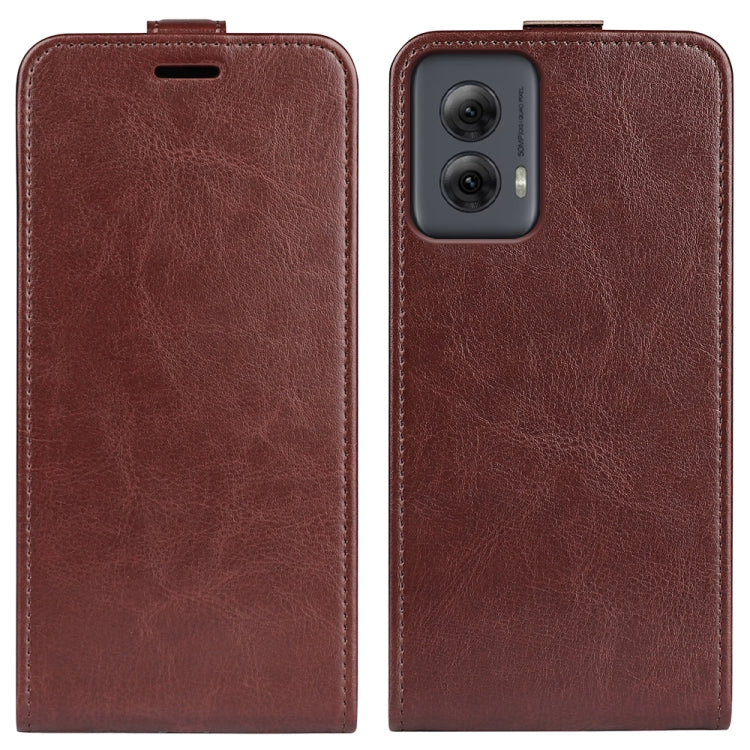 For Motorola Moto G Power 5G 2024 R64 Texture Single Vertical Flip Leather Phone Case(Brown) - Motorola Cases by buy2fix | Online Shopping UK | buy2fix