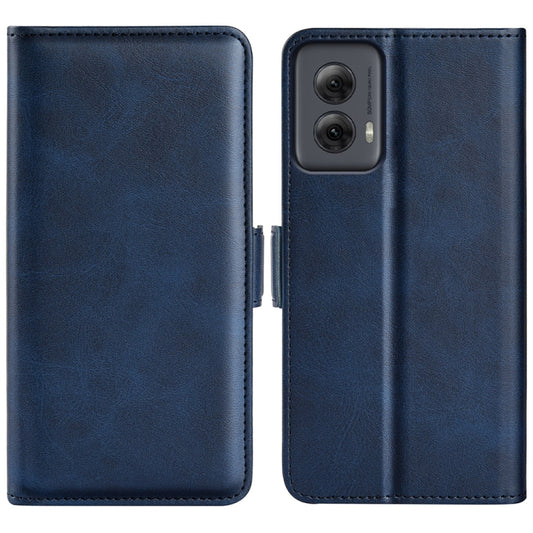 For Motorola Moto G Power 5G 2024 Dual-side Magnetic Buckle Horizontal Flip Leather Phone Case(Dark Blue) - Motorola Cases by buy2fix | Online Shopping UK | buy2fix