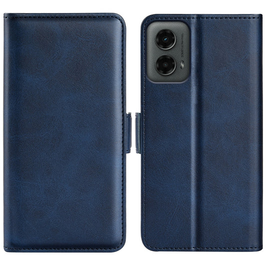 For Motorola Moto G 5G 2024 Dual-side Magnetic Buckle Horizontal Flip Leather Phone Case(Dark Blue) - Motorola Cases by buy2fix | Online Shopping UK | buy2fix