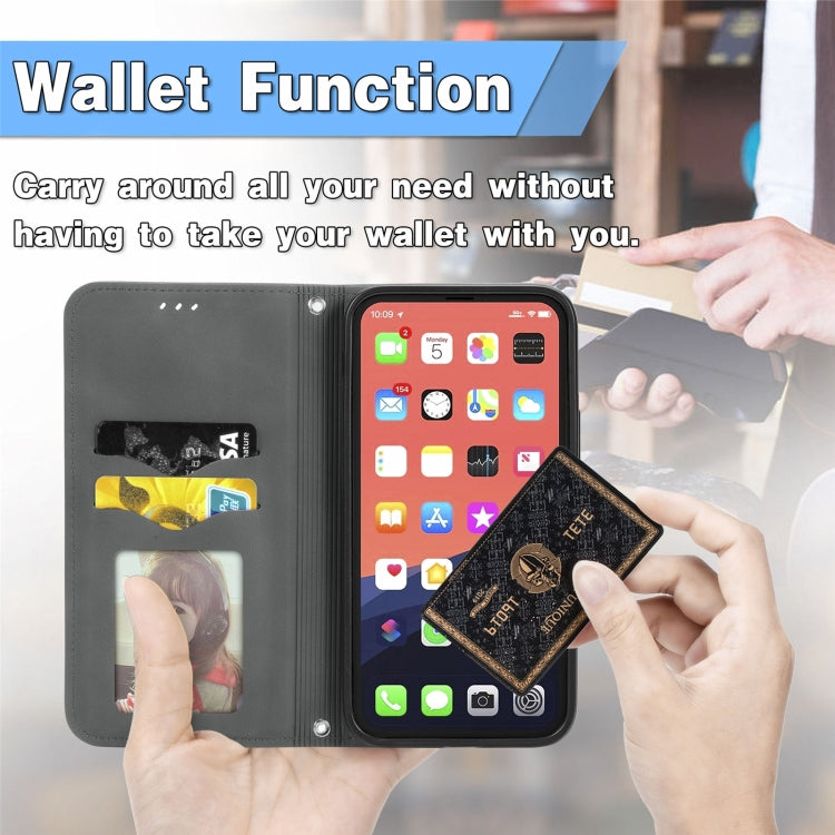 For iPhone 16 Pro Retro Skin Feel Magnetic Flip Leather Phone Case(Gray) - iPhone 16 Pro Cases by buy2fix | Online Shopping UK | buy2fix