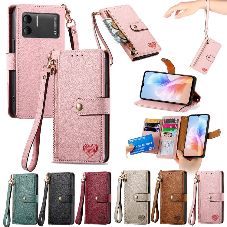 For DOOGEE X98 Pro / X98 Love Zipper Lanyard Leather Phone Case(Pink) - Doogee Cases by buy2fix | Online Shopping UK | buy2fix