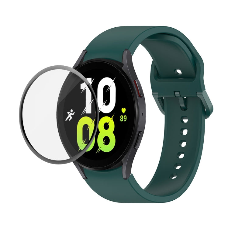 For Samsung Galaxy Watch5 44mm JUNSUNMAY Silicone Adjustable Strap + Full Coverage PMMA Screen Protector Kit(Dark Green) - Watch Bands by JUNSUNMAY | Online Shopping UK | buy2fix