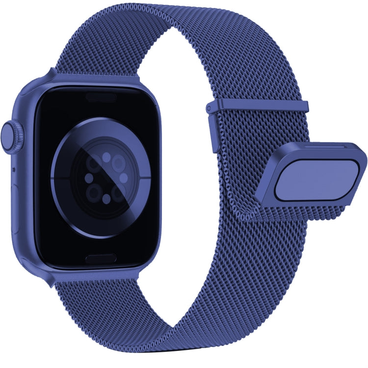 For Apple Watch 8 41mm Milan Double Magnetic Steel Mesh Watch Band(Blue) - Watch Bands by buy2fix | Online Shopping UK | buy2fix