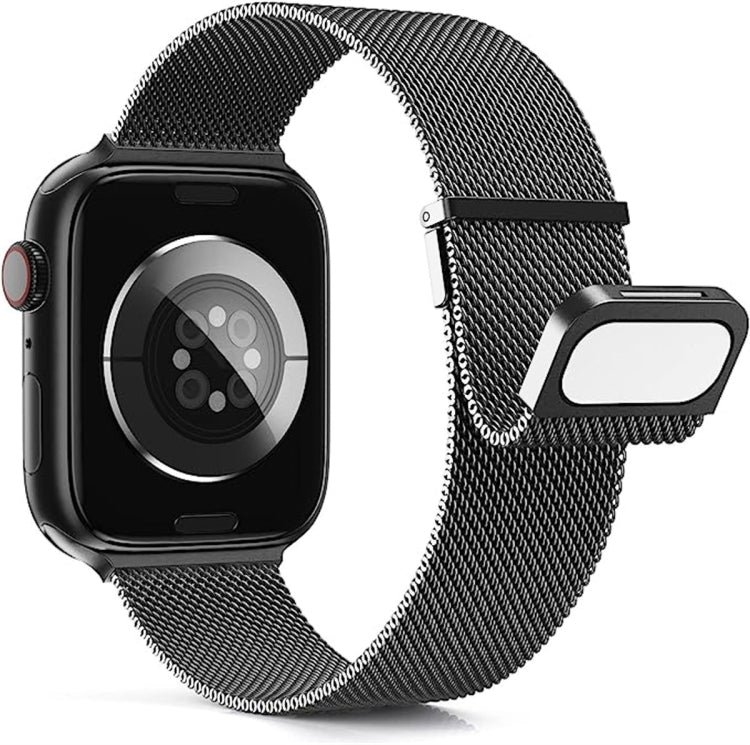 For  Apple Watch 7 45mm Milan Double Magnetic Steel Mesh Watch Band(Gray) - Watch Bands by buy2fix | Online Shopping UK | buy2fix