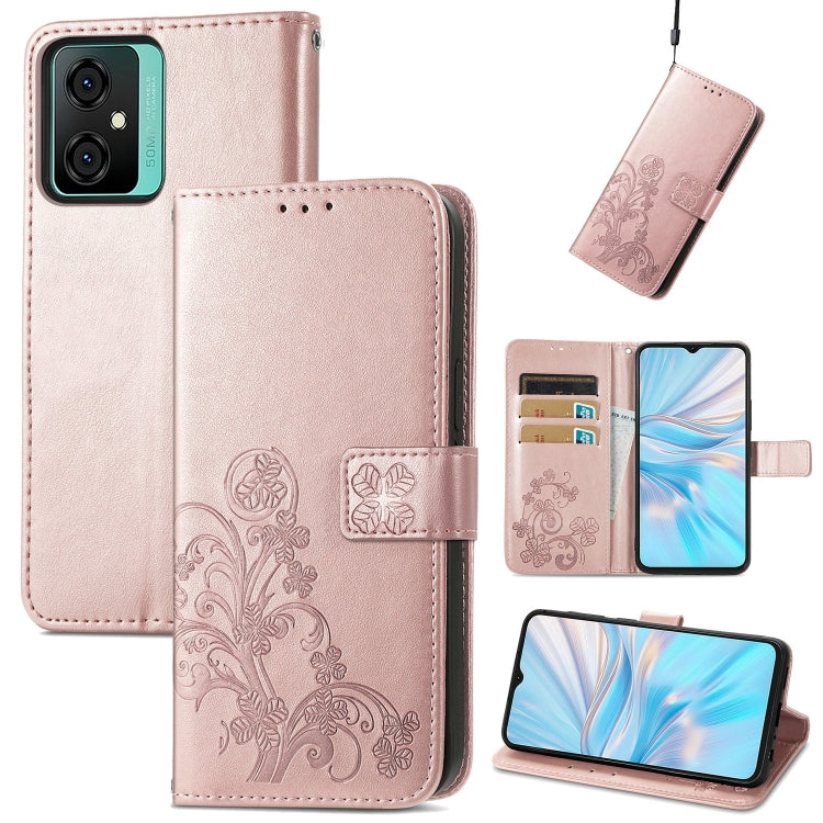 For Blackview Oscal C70 Four-leaf Clasp Embossed Buckle Leather Phone Case(Rose Gold) - More Brand by buy2fix | Online Shopping UK | buy2fix