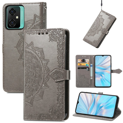 For Blackview C70 Mandala Flower Embossed Leather Phone Case(Gray) - More Brand by buy2fix | Online Shopping UK | buy2fix