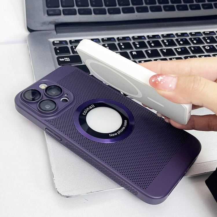 For iPhone 13 Cooling MagSafe Magnifier Phone Case(Lavender) - iPhone 13 Cases by buy2fix | Online Shopping UK | buy2fix