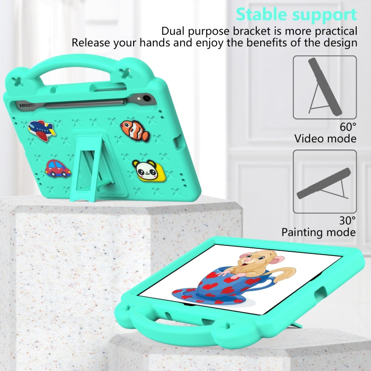 For Samsung Galaxy Tab S9 X710/X716B Handle Kickstand Children EVA Shockproof Tablet Case(Mint Green) - Galaxy Tab S9 Cases by buy2fix | Online Shopping UK | buy2fix