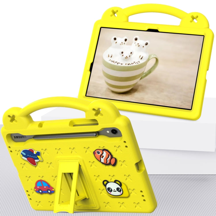 For Samsung Galaxy Tab S9 X710/X716B Handle Kickstand Children EVA Shockproof Tablet Case(Yellow) - Galaxy Tab S9 Cases by buy2fix | Online Shopping UK | buy2fix