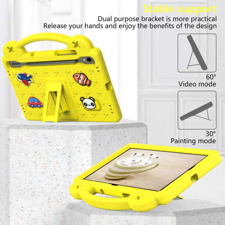 For Samsung Galaxy Tab S9 X710/X716B Handle Kickstand Children EVA Shockproof Tablet Case(Yellow) - Galaxy Tab S9 Cases by buy2fix | Online Shopping UK | buy2fix