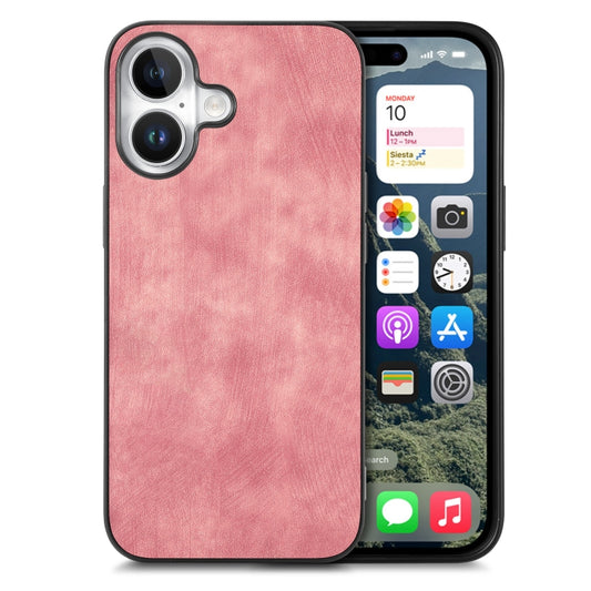 For iPhone 16 Plus Vintage Leather PC Back Cover Phone Case(Pink) - iPhone 16 Plus Cases by buy2fix | Online Shopping UK | buy2fix