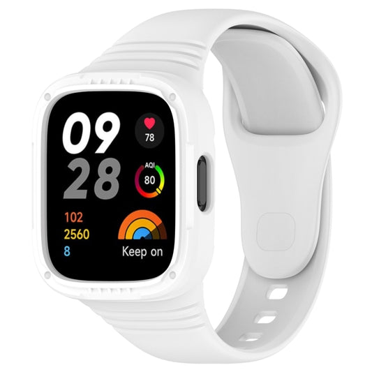 For Redmi Watch 3 Integrated Fully Enclosed Silicone Watch Band(White) - Watch Bands by buy2fix | Online Shopping UK | buy2fix