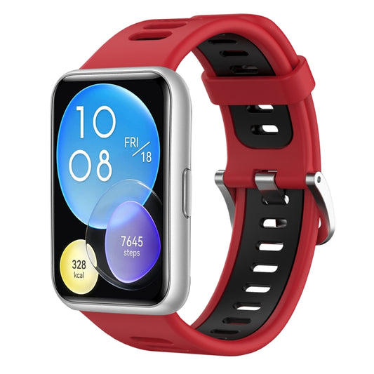 For Huawei Watch Fit Two-Color Silicone Watch Band(Red+Black) - Watch Bands by buy2fix | Online Shopping UK | buy2fix