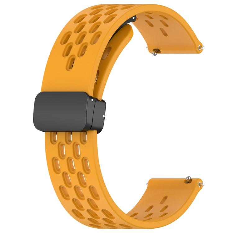For Amazfit GTR Mini 20mm Folding Magnetic Clasp Silicone Watch Band(Yellow) - Watch Bands by buy2fix | Online Shopping UK | buy2fix