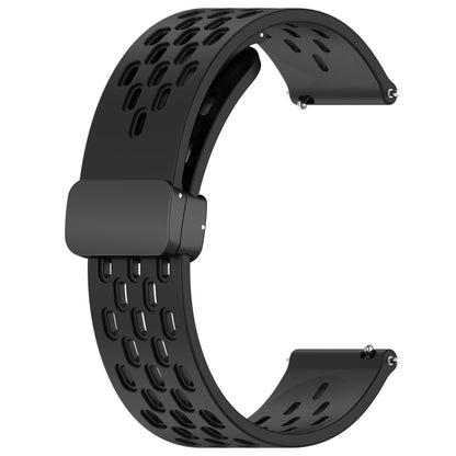 For Amazfit Pop 20mm Folding Magnetic Clasp Silicone Watch Band(Black) - Watch Bands by buy2fix | Online Shopping UK | buy2fix