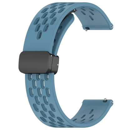 For Amazfit Bip3 20mm Folding Magnetic Clasp Silicone Watch Band(Blue) - Watch Bands by buy2fix | Online Shopping UK | buy2fix