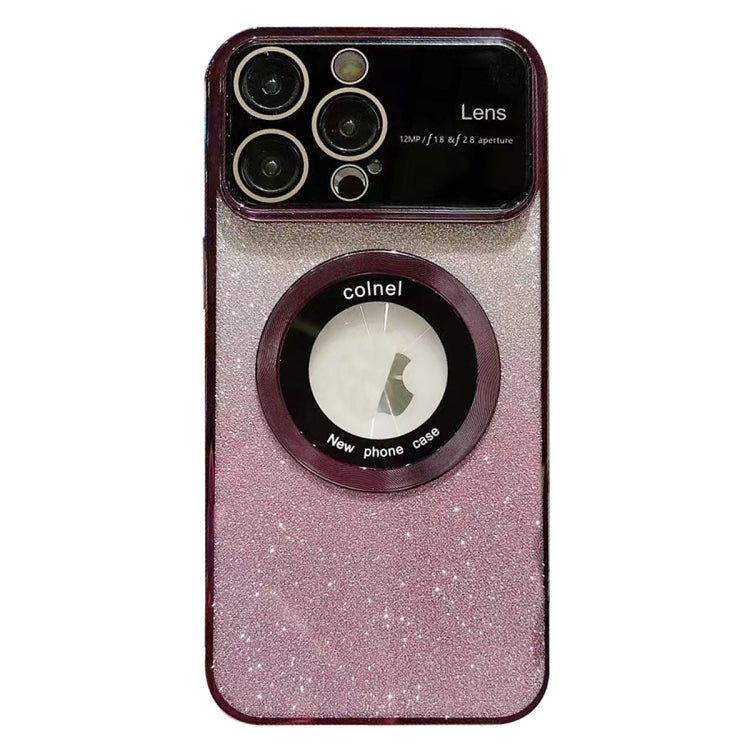 For iPhone 12 Pro Large Window MagSafe Gradient Glitter Electroplating TPU Phone Case(Purple) - iPhone 12 / 12 Pro Cases by buy2fix | Online Shopping UK | buy2fix