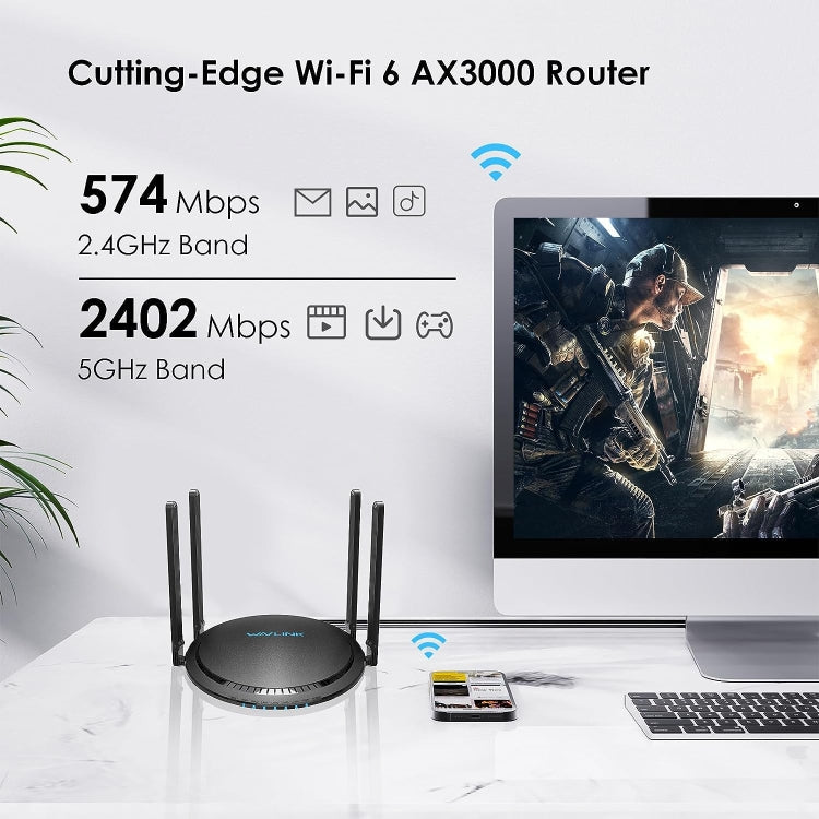 WAVLINK WN531MX3 Wider Coverage AX3000 WiFi 6 Wireless Routers Dual Band Wireless Repeater, Plug:US Plug - Wireless Routers by buy2fix | Online Shopping UK | buy2fix