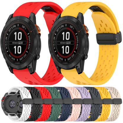 For Garmin Fenix 5S Plus 20mm Folding Buckle Hole Silicone Watch Band(Red) - Watch Bands by buy2fix | Online Shopping UK | buy2fix