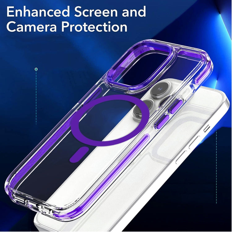 For iPhone 14 Dual-color MagSafe TPU Hybrid Clear PC Shockproof Phone Case(White) - iPhone 14 Cases by buy2fix | Online Shopping UK | buy2fix