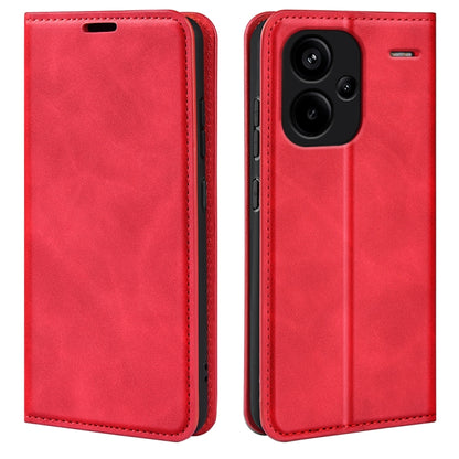 For Xiaomi Redmi Note 13 Pro+ Retro-skin Magnetic Suction Leather Phone Case(Red) - Note 13 Pro+ Cases by buy2fix | Online Shopping UK | buy2fix