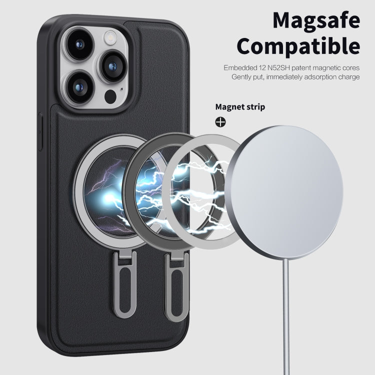 For iPhone 15 Pro Shield MagSafe Magnetic Holder Phone Case(Black) - iPhone 15 Pro Cases by buy2fix | Online Shopping UK | buy2fix