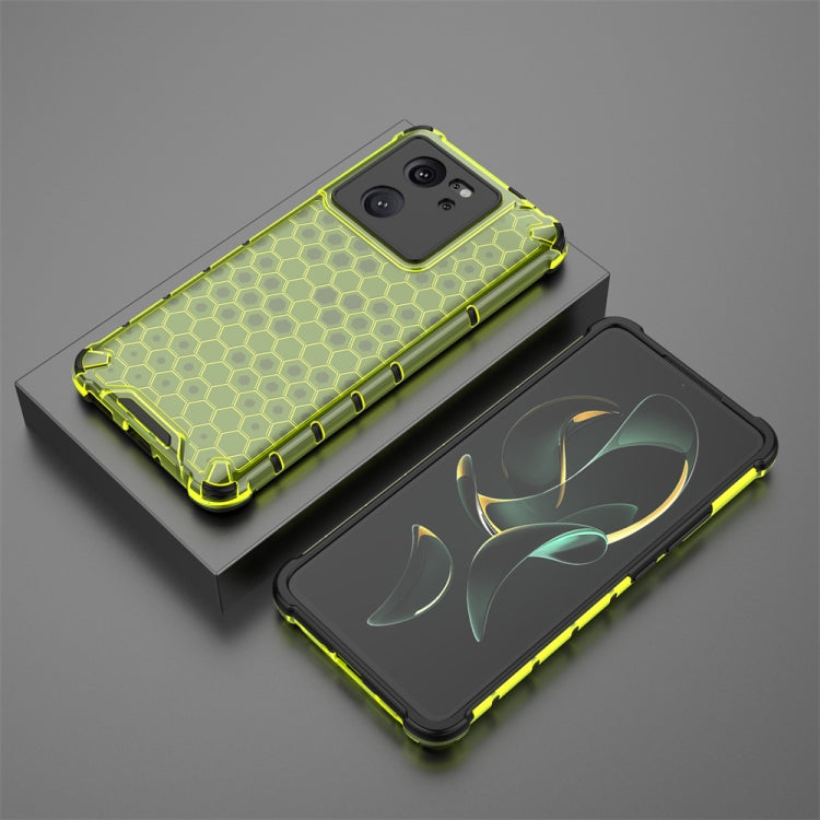 For Xiaomi 13T Shockproof Honeycomb Phone Case(Green) - Xiaomi Cases by buy2fix | Online Shopping UK | buy2fix