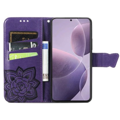 For Xiaomi Redmi K70 Butterfly Love Flower Embossed Leather Phone Case(Dark Purple) - K70 Cases by buy2fix | Online Shopping UK | buy2fix