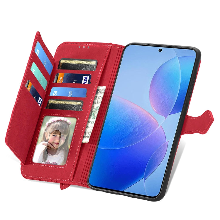 For Xiaomi Redmi K70 Pro Embossed Flower Zipper Leather Phone Case(Red) - K70 Pro Cases by buy2fix | Online Shopping UK | buy2fix