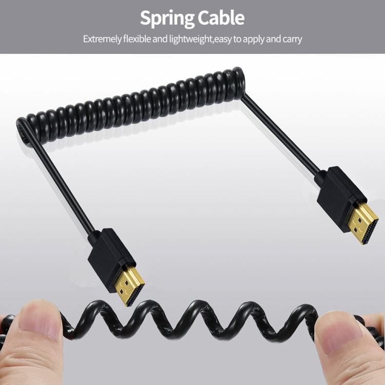 JUNSUNMAY 4K 60Hz HDMI Male to Male HDMI 2.0V Elbow Head Spring Cable, Length:1.2m(Right) - Cable by JUNSUNMAY | Online Shopping UK | buy2fix