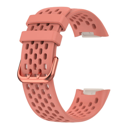 For Fitbit Charge 5 Solid Color Breathable Sports Silicone Watch Band(Pink) - Watch Bands by buy2fix | Online Shopping UK | buy2fix