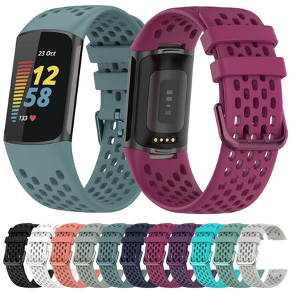 For Fitbit Charge 6 Solid Color Breathable Sports Silicone Watch Band(Starlight Color) - Watch Bands by buy2fix | Online Shopping UK | buy2fix