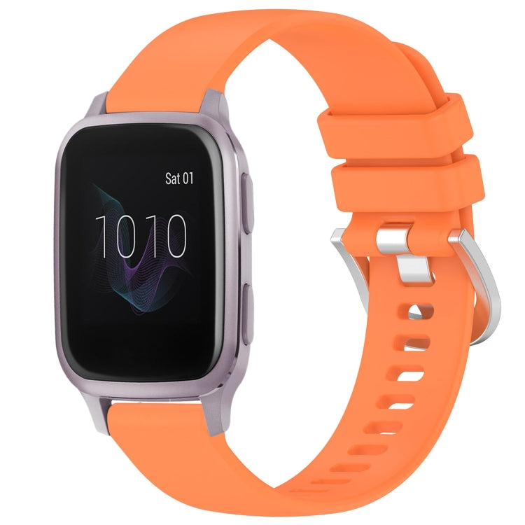 For Garmin Venu / Venu SQ Liquid Glossy Silver Buckle Silicone Watch Band(Orange) - Watch Bands by buy2fix | Online Shopping UK | buy2fix