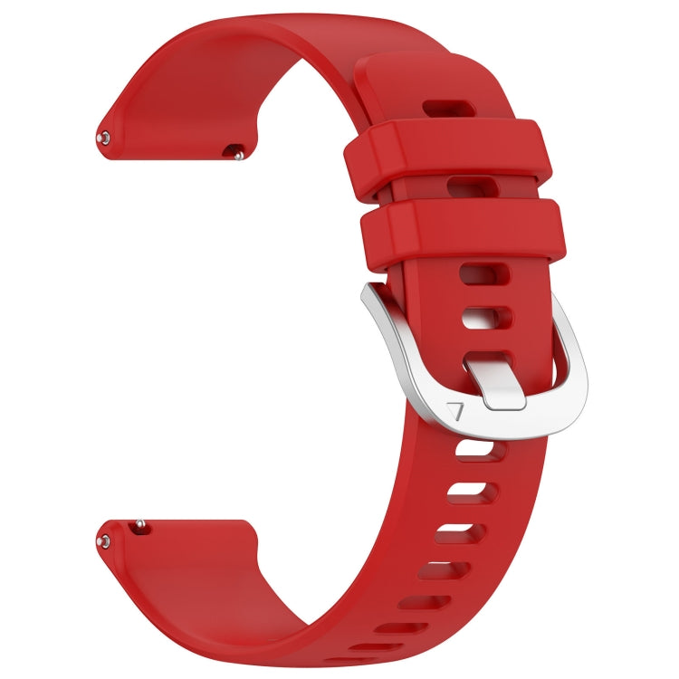 For Garmin Vivoactive3 / 3 Music Liquid Glossy Silver Buckle Silicone Watch Band(Red) - Watch Bands by buy2fix | Online Shopping UK | buy2fix