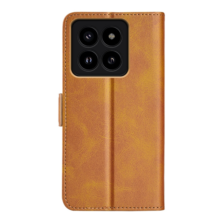 For Xiaomi 14 Pro Dual-side Magnetic Buckle Horizontal Flip Leather Phone Case(Yellow) - 14 Pro Cases by buy2fix | Online Shopping UK | buy2fix