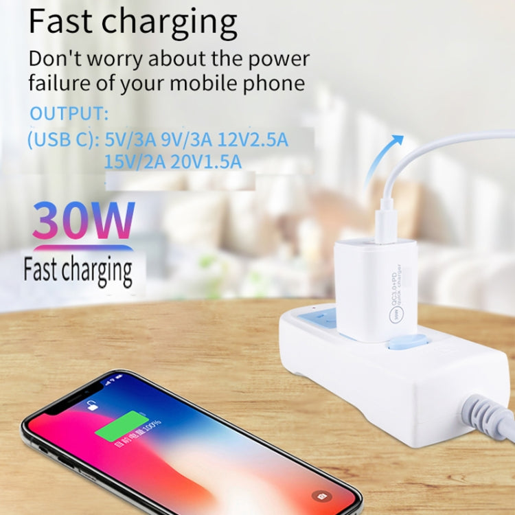 Single Port PD30W USB-C / Type-C Charger with Type-C to 8 Pin Data Cable EU Plug - USB Charger by buy2fix | Online Shopping UK | buy2fix