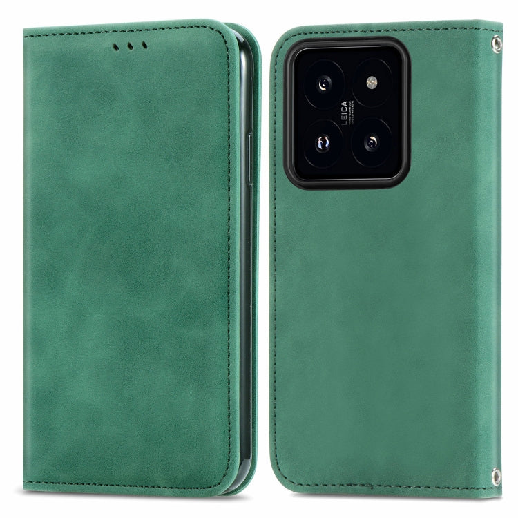 For Xiaomi  14 Pro Retro Skin Feel Magnetic Flip Leather Phone Case(Green) - 14 Pro Cases by buy2fix | Online Shopping UK | buy2fix