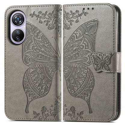 For Blackview A200 Pro Butterfly Love Flower Embossed Leather Phone Case(Gray) - More Brand by buy2fix | Online Shopping UK | buy2fix