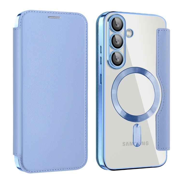 For Samsung Galaxy S25 5G Shield MagSafe RFID Anti-theft Leather Phone Case(Blue) - Galaxy S25 5G Cases by buy2fix | Online Shopping UK | buy2fix