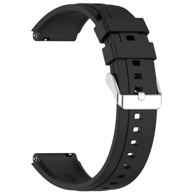 For Huawei Watch GT4 46mm Official Steps Style Silver Buckle Silicone Watch Band(Black) - Watch Bands by buy2fix | Online Shopping UK | buy2fix