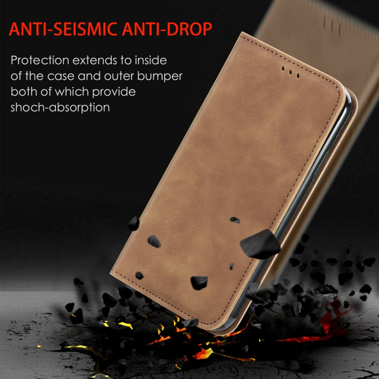 For Motorola Edge 2024 Retro Skin Feel Magnetic Flip Leather Phone Case(Brown) - Motorola Cases by buy2fix | Online Shopping UK | buy2fix