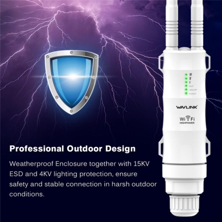 WAVLINK WN570HN2 With PoE Powered WAN/ AP / Repeater Mode 300Mbps Outdoor Router, Plug:UK Plug - Wireless Routers by WAVLINK | Online Shopping UK | buy2fix