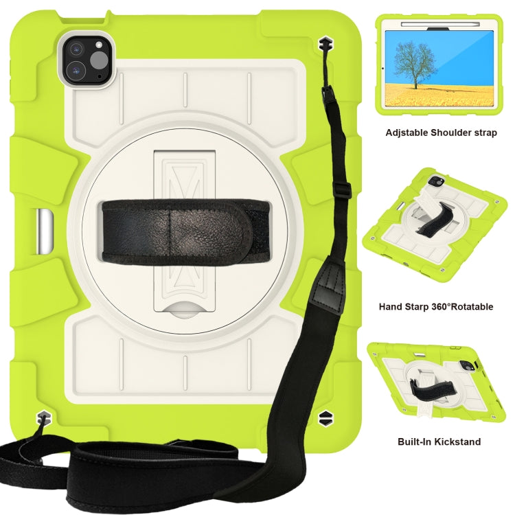 For iPad Air 11 2024 Silicone Hybrid PC Shockproof Tablet Case with Shoulder Strap(Love Birds Green) - iPad Air 11 2024 Cases by buy2fix | Online Shopping UK | buy2fix