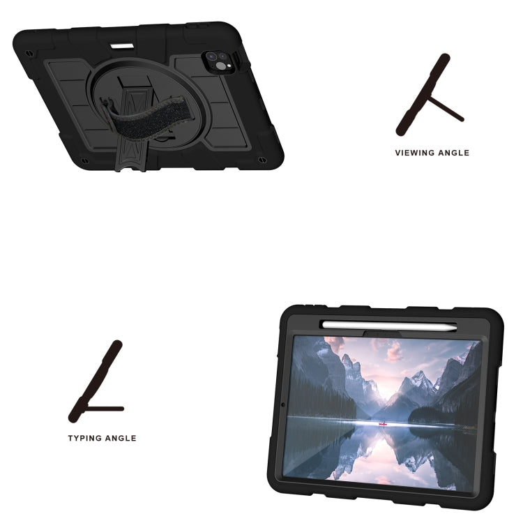 For iPad Air 11 2024 Silicone Hybrid PC Shockproof Tablet Case with Shoulder Strap(Black) - iPad Air 11 2024 Cases by buy2fix | Online Shopping UK | buy2fix