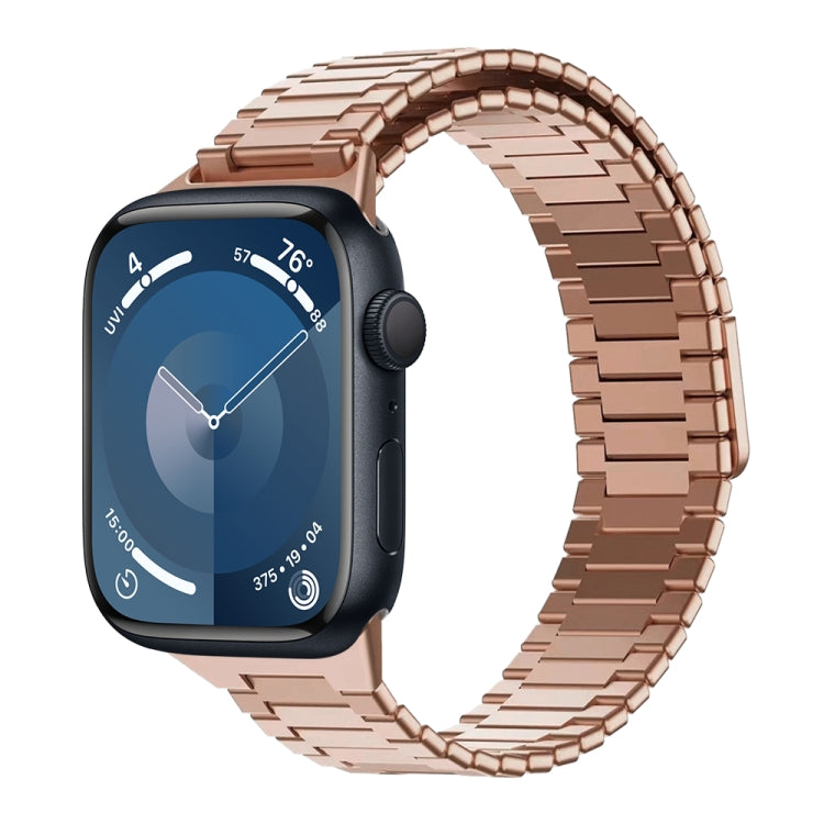 For Apple Watch Series 9 45mm Bamboo Magnetic Stainless Steel Metal Watch Strap(Rose Gold) - Watch Bands by buy2fix | Online Shopping UK | buy2fix