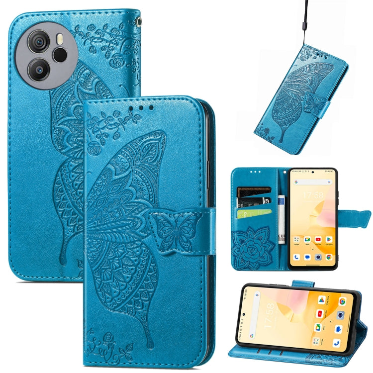 For Blackview Shark 8 Butterfly Love Flower Embossed Leather Phone Case(Blue) - More Brand by buy2fix | Online Shopping UK | buy2fix