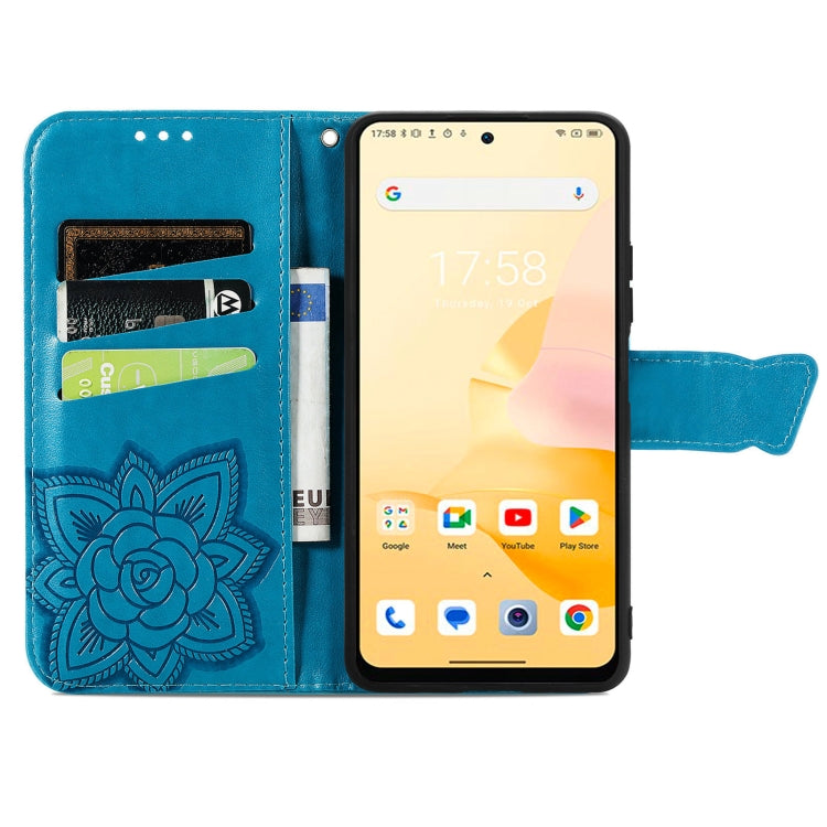 For Blackview Shark 8 Butterfly Love Flower Embossed Leather Phone Case(Blue) - More Brand by buy2fix | Online Shopping UK | buy2fix