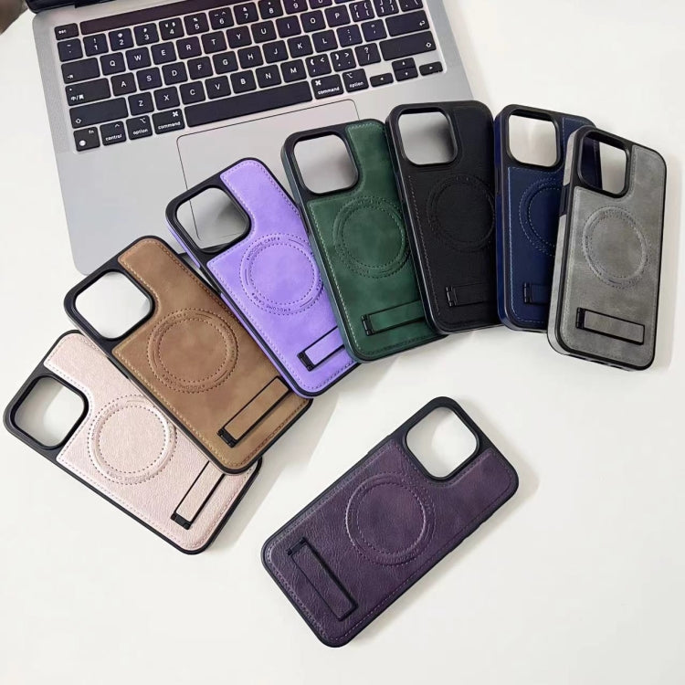 For iPhone 13 Pro Multi-function Holder MagSafe PU Phone Case(Purple) - iPhone 13 Pro Cases by buy2fix | Online Shopping UK | buy2fix